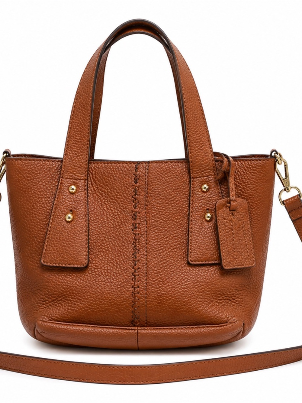 Classic Pebbled Leather Women's Tote Bag in Chestnut